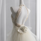 Elegant Sleeveless Ivory Satin Tulle Mermaid Long Wedding Dress Backless Bridal Gown SP1519