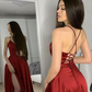 A Line Criss Cross Side Slit Prom Dresses Y4591