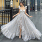 Princess Chiffon Print Floral A-line Long Prom Dress,18th Birthday Outfit Y6908