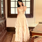 Classy White Spaghetti Straps Chiffon Ruffles Long Wedding Guest Dress Party Dress SP2011
