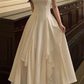 Square Neck White Asymmetric A-Line Long Evening Dress Y2786