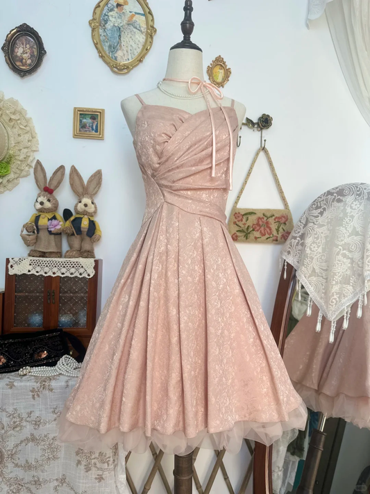 Cute Pink Spaghetti Straps Satin Print Floral A Line Formal Homecoming Dress 19th Birthday Outfits Y9760