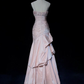 Gorgeous Spaghetti Straps Satin Pleated Beaded Evening Dress,Pink Mermaid Prom Dress Y8744
