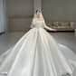 Stunning White Satin Puffy Wedding Dress,White Bridal Gown  Y6887