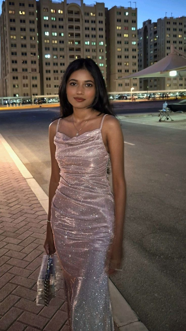 Shiny Pink Satin Sequin Mermaid Evening Dress,Spaghetti Straps Slit Long Wedding Guest Dress SP2434