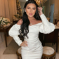 Chic White Long Sleeves Homecoming Dress,White Cocktail Dress  Y5335