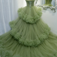 Green Tulle Long Prom Dresses, A-Line Formal Evening Dresses Y2029