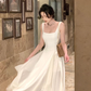 Elegant Ruffles White Midi Dresses Summer New Evening Dress  Y4454