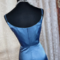 Classy Spaghetti Straps Blue Satin Long Wedding Guest Dress Formal Birthday Evening Dress SP1887