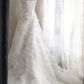 Vintage Strapless White tulle Layered Mermaid Long Wedding Dress Bridal Dress SP1247