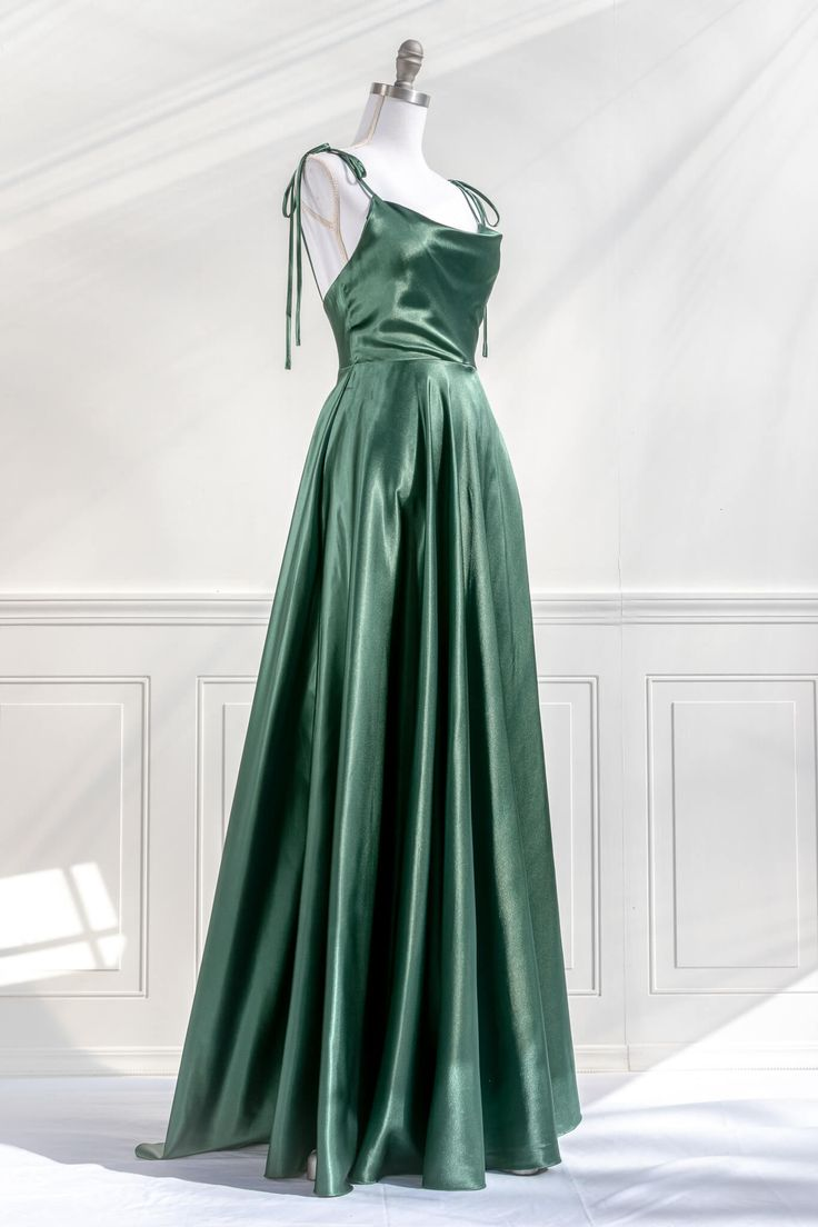 Satin Bow Tie Straps A-line Cowl Neck Long Prom Dress Y4312 Simplepromdress Satin Bow Tie Straps A-line Cowl Neck Long Prom Dress Y4312 Simplepromdress