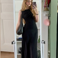 Classy Black Sleeveless Prom Dress,Black Formal Gown  Y7296