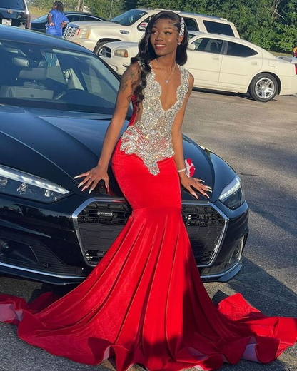 Luxury Sparkly Red Mermaid Prom Dress Birthday Party Dress Evening Gow Simplepromdress Luxury Sparkly Red Mermaid Prom Dress Birthday Party Dress Evening Gow Simplepromdress