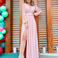 Pink A-line Long Sleeves Prom Dress,Pink Bridesmaid Dress Y5757