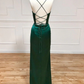 Green Sweetheart Neck Satin Long Prom Dress, Green Evening Dresses Y4395