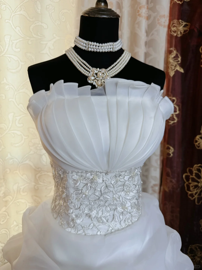 Classy White Strapless Pleated Short Homecoming Dress Formal 21st Birthday Outfits SP82