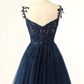 Cute A Line Spaghetti Straps Grey Short Homecoming Dress with Appliques Y2397