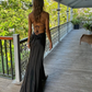 Simple Black Spaghetti Straps Long Mermaid Prom Dress Evening Dress Y8294