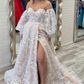 Sparkle Princess Bustier Puff Sleeve Lace Long Prom Dress Detachable Sleeves Evening Dress  Y1805
