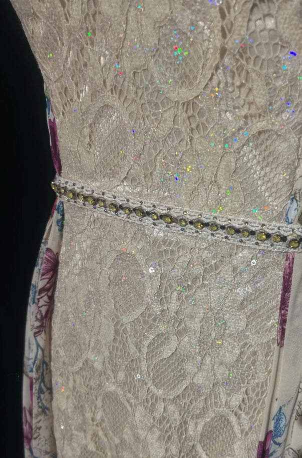 Classy V Neck Sleeveless Lace Chiffon Mermaid Long Evening Dress Prom Dress With Beads SP1782