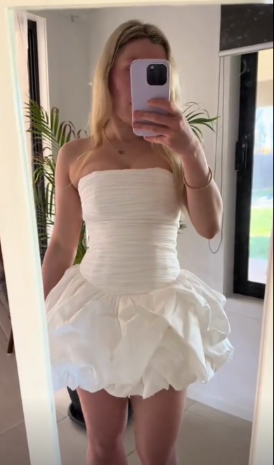 Fashion White Strapless Satin Pleated A Line Short Birthday Outfits Formal Homecoming Dress Y9568