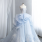 Charming Blue Tulle Sequin Appliques Princess Bridal Dress Long Wedding Dress SP1521