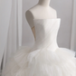 Pretty Off White Strapless Tulle Pleated Layered Long Wedding Dress Bridal Dress SP1522