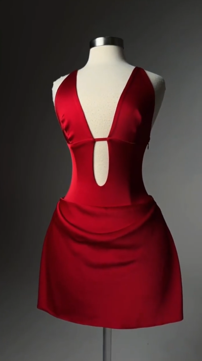 Stylish Red Satin Sheath Short Homecoming Dress Cocktail Formal Birthday Outfits Y9603