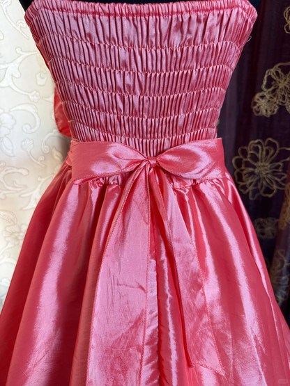 Pretty Pink Spaghetti Straps Satin A Line Short Prom Dress Homecoming Dress SP81