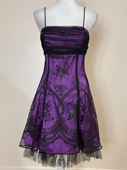 Vintage Hot Pink Spaghetti Strap Satin A LIne Short Homecoming Dress Cocktail Dress SP132