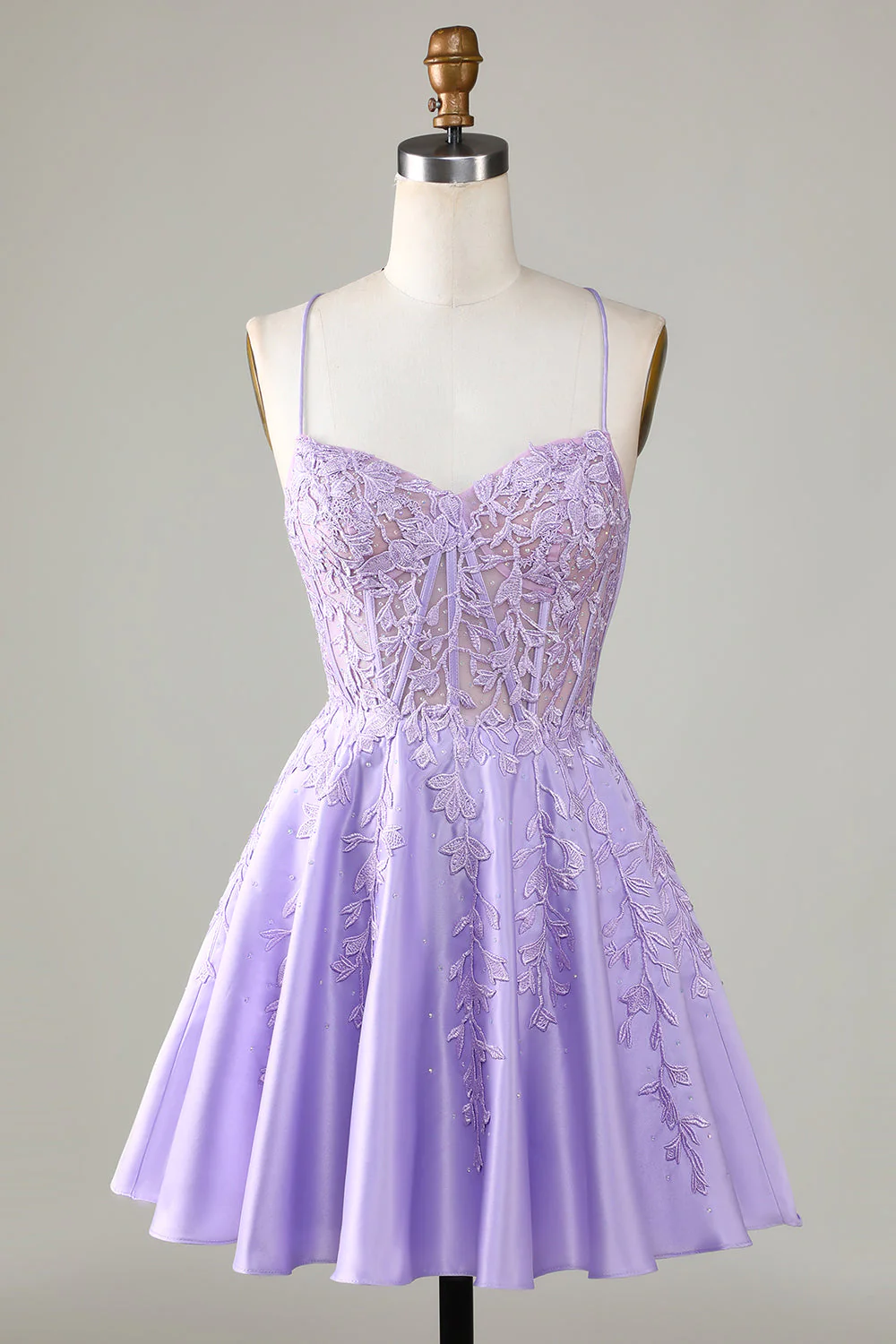Purple Corset A-Line Satin Short Homecoming Dress With Lace Y3066 Simplepromdress Purple Corset A-Line Satin Short Homecoming Dress With Lace Y3066 Simplepromdress