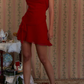 Pretty Spaghetti Straps Red Chiffon Short Homecoming Dress Cocktail Dress SP94