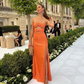 Sexy Orange Sheath Prom Dress,Orange Evening Dress Y6234
