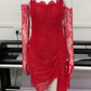 Red Lace Mini Homecoming Dress,Red Party Gown Y7387