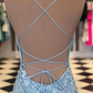 Mermaid Spaghetti Strap Floor Length Tulle Backless Applique Prom Dress Y6752
