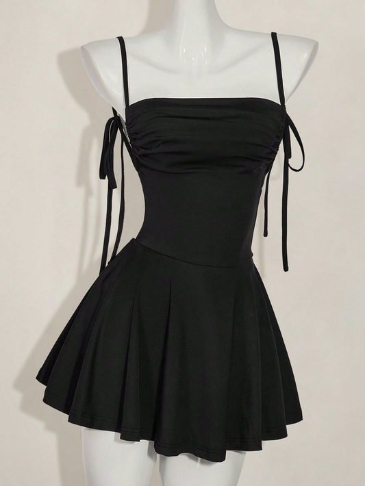 Sexy Black Spaghetti Straps Satin Short Homecoming Dress Cocktail Dress Y9908