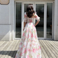 Marvelous And Outclass Floral Print Dress,Vintage A-line Long Prom Dress Y2389