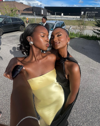 Stylish Satin Sleeveless Long Wedding Guest Dress Formal Evening Dress SP1197