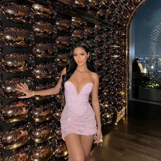Classy Sweetheart Neck Pink Strapless Sheath Short Homecoming Dress Birthday Outfits Y9061