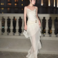 Elegant White Chiffon Mermaid Evening Dress Long Layered Prom Dress Y7716