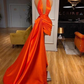 Sexy Halter Mermaid Orange Satin Prom Dresses Y6622