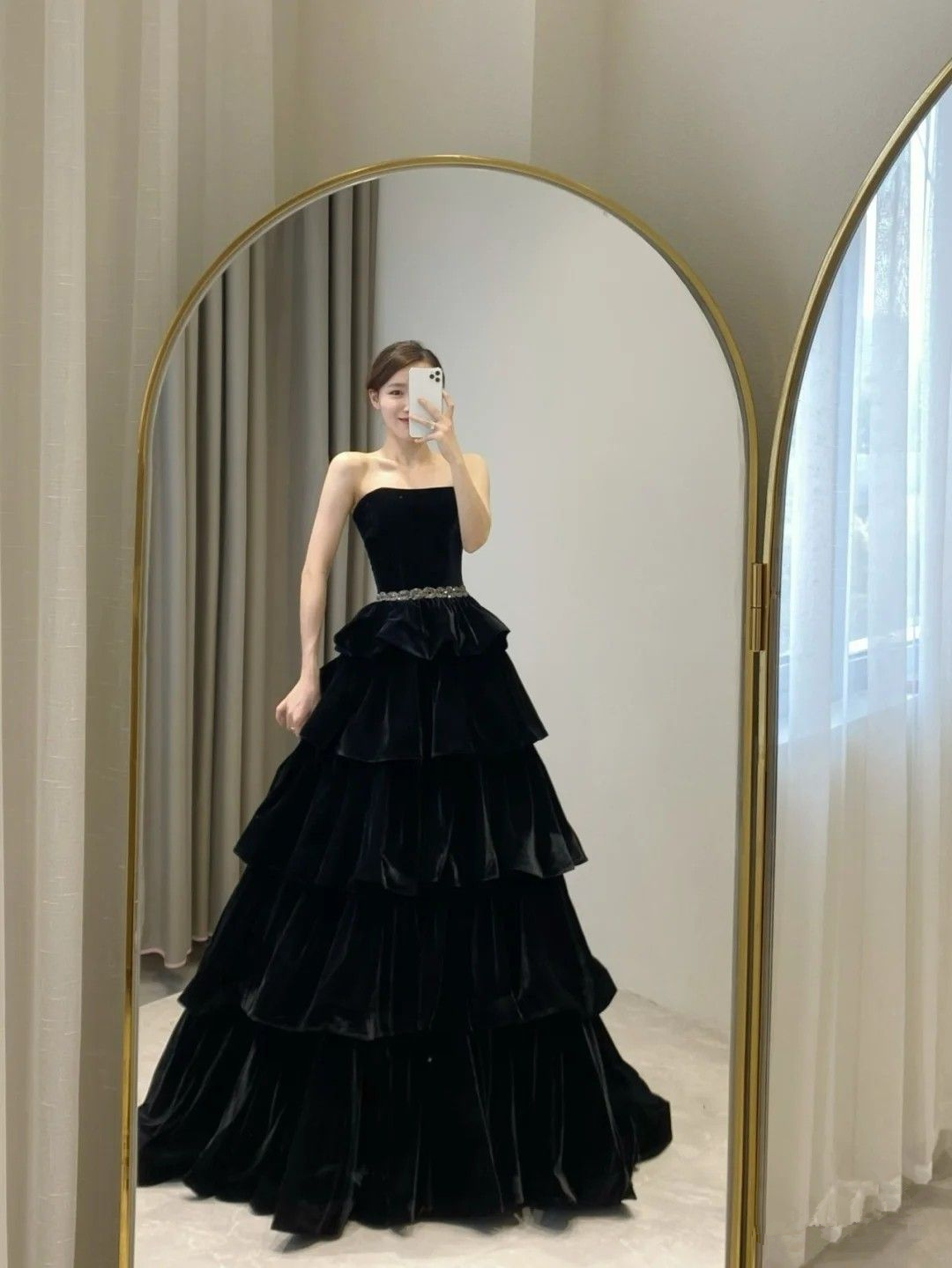 Chic Black A-line Layered Evening Dress,Black Strapless Evening Gown Y Simplepromdress Chic Black A-line Layered Evening Dress,Black Strapless Evening Gown Y Simplepromdress