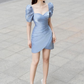 Vintage Blue Homecoming Dress,Blue Cocktail Dress,Y2542