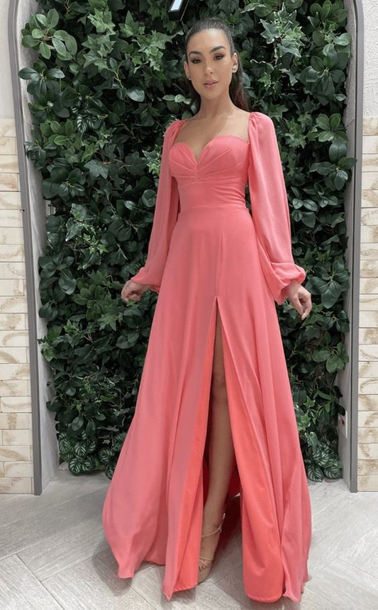 Elegant A-line Long Sleeves Prom Dress Y5731