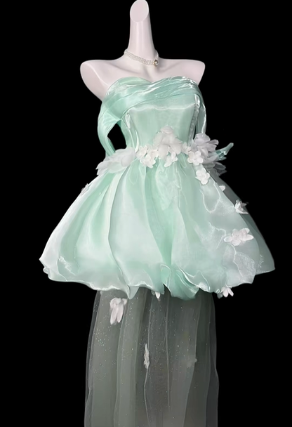 Glamorous Mint Green Tulle Appliques Short 9th Grade Homecoming Dress,Off The Shoulder Short Birthday Dress SP3532