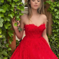 Elegant Red Lace Prom Dress Sweetheart Neck Side Slit High Waist A Line Formal Wedding Party Evening Dress Y4909