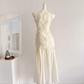Classy Sleeveless Off White Chiffon Mermaid Long Party Dress Prom Gown SP1998