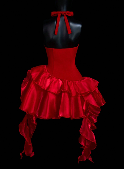 Pretty Red Strapless Satin Ruffles A Line Short Graduation Homecoming Dress Birthday Outfits Y9164