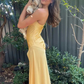 Simple Spaghetti Straps Slit Prom Dress Long Evening Gown Y7907