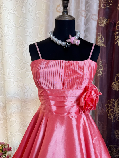 Pretty Pink Spaghetti Straps Satin A Line Short Prom Dress Homecoming Dress SP81